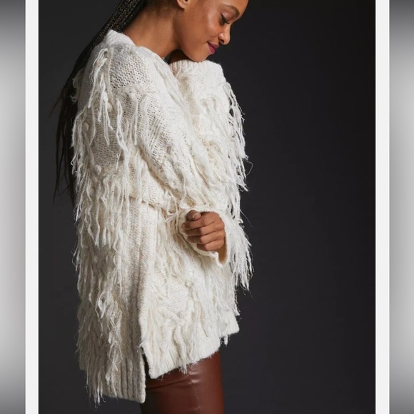 Anthropologie Cream V-Neck Sweater - Picture 4 of 14